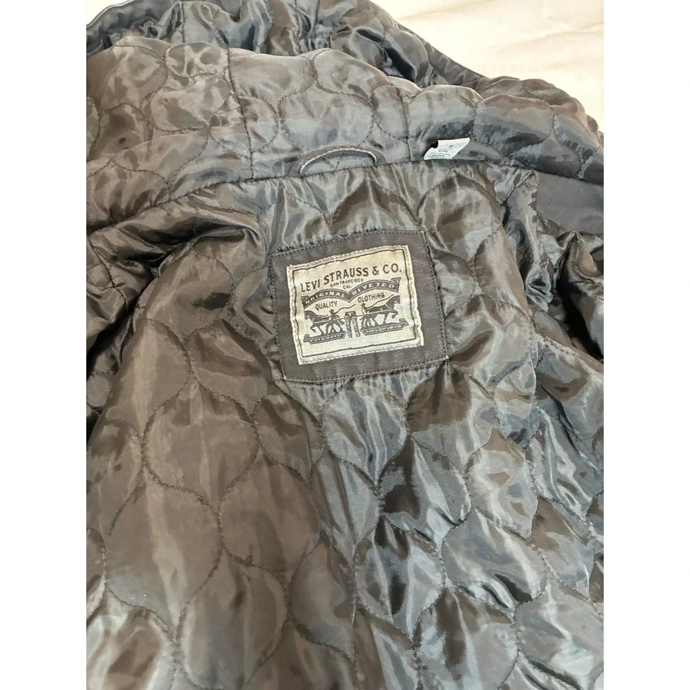 Levi's Men's Small Black Hooded Field Parka Jacket Quilted Lining Military Style